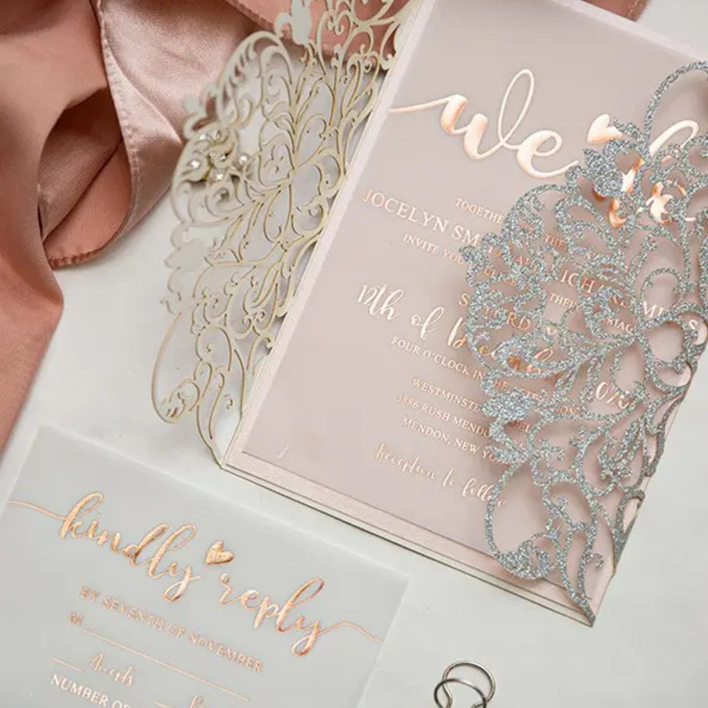 أفكار رائعة لبطاقات الدعوة لحفلات الزفاف قطع الليزر