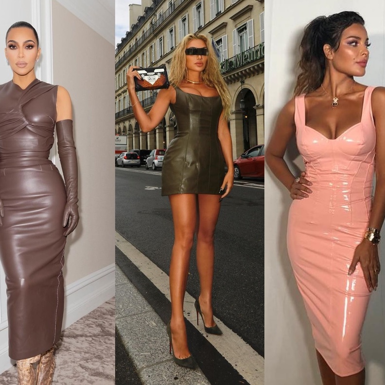 النجمات بفساتين جلدية 