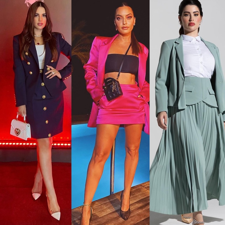 النجمات بصيحة البدلة التنورة 