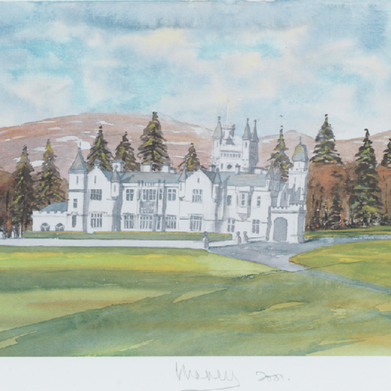 بيع لوحة فنية لقلعة بالمورال بتوقيع الملك تشارلز الثالث في مزاد علني