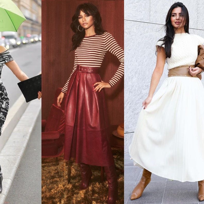 النجمات وتنسيقات البوت مع الفساتين والتنانير الطويلة 