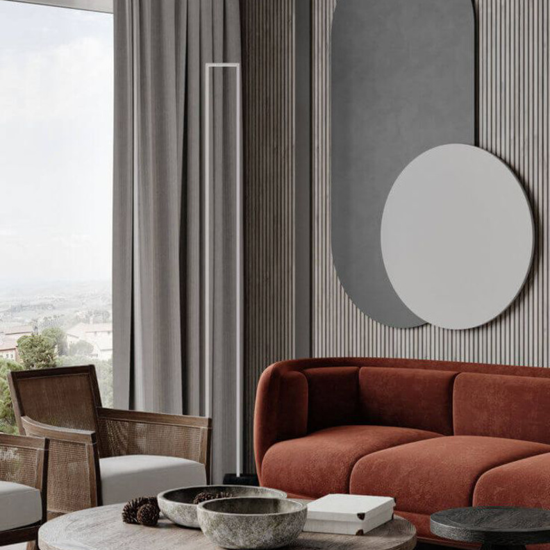 أثاث منحني ضمن ديكور غرفة معيشة مريحة