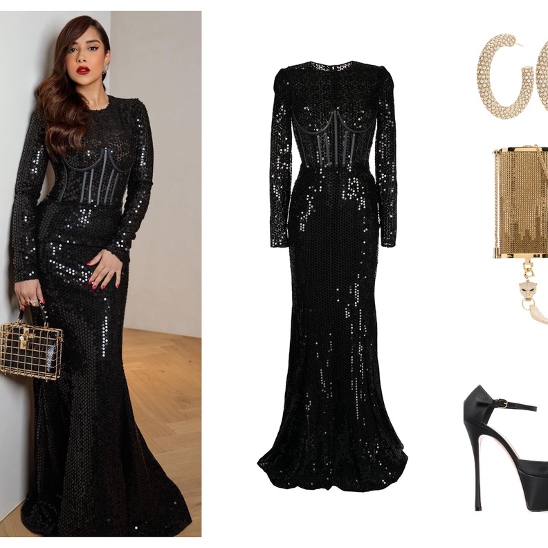 الترتر البرّاق باللون الأسود على طريقة النجمة بلقيس 