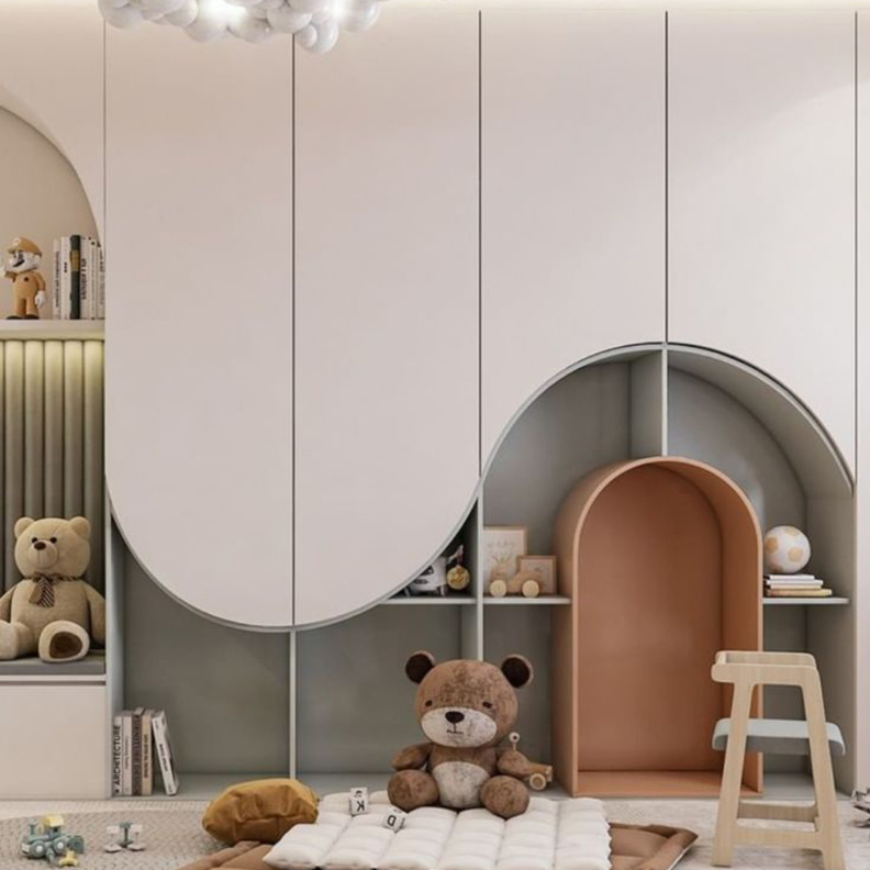 مكاتب جدارية مع مفارش أرضية تضفي المتعة لغرف الأطفال