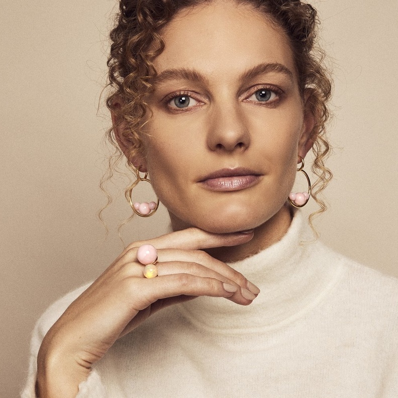 Ethiopian and pink opal ring by Akaila 