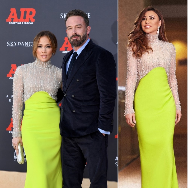 نجوى كرم وجينيفر لوبيز بفستان Antonio Grimaldi