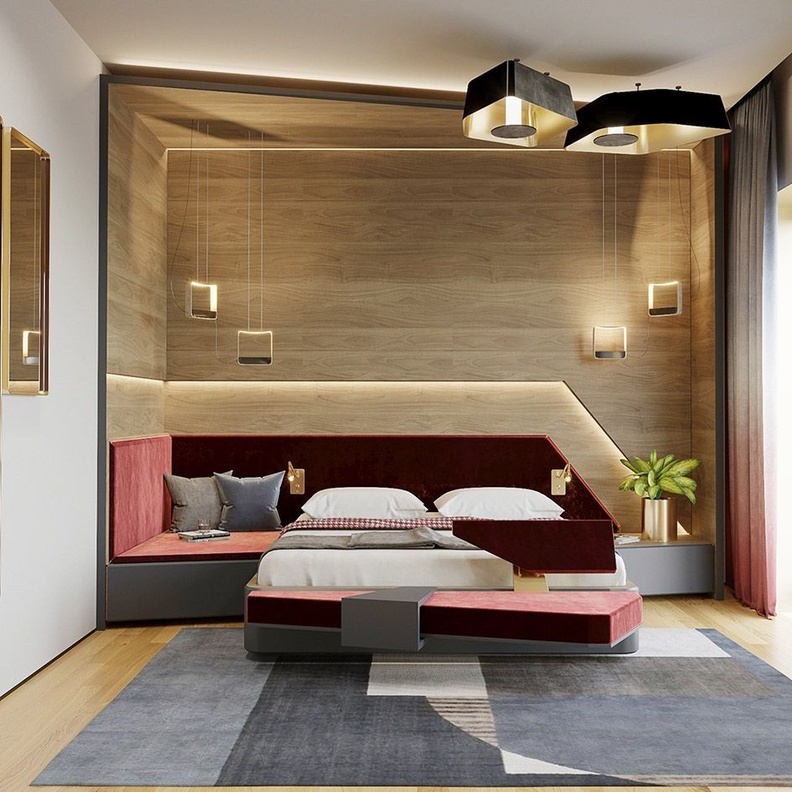 تصميم سرير متعدد الاستخدامات لغرف نوم عصرية