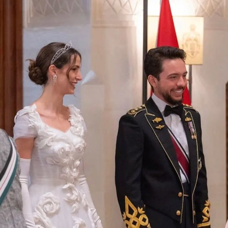 الأمير الحسين والميرة رجوة الحسين خلال حفل الإستقبال