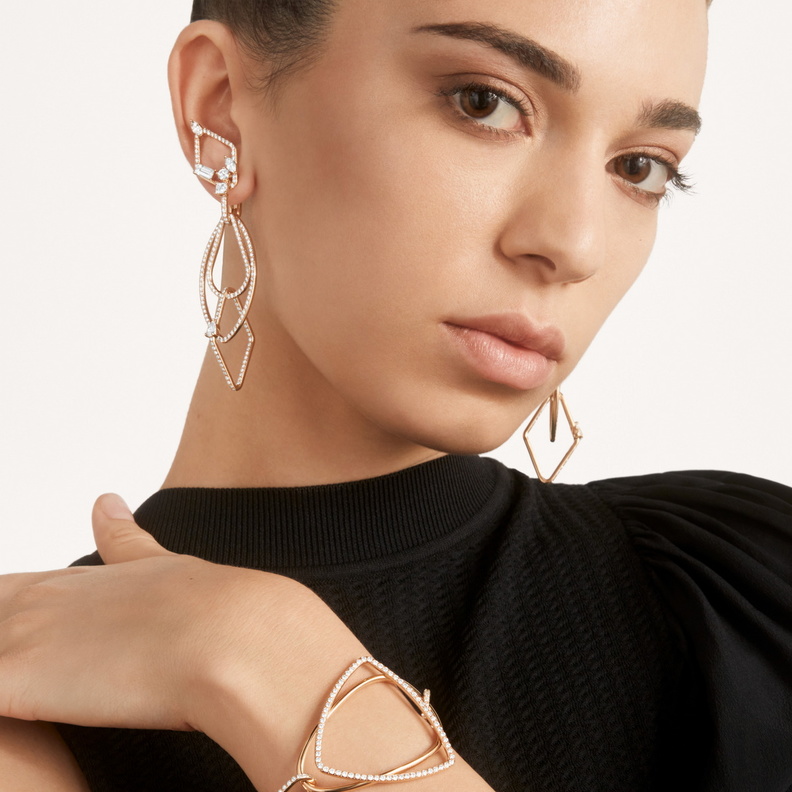 2023 POMELLATO HIGH JEWELRY COLLECTION_TERRAZZA DUOMO BRACELET & EARRINGS_ROSE GOLD & DIAMONDS