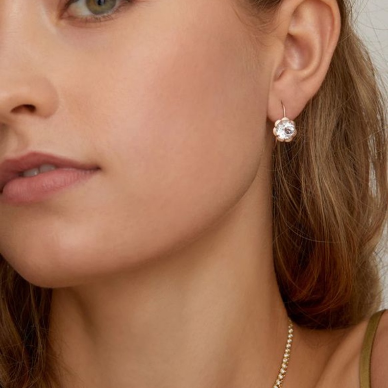 أقراط أذن مه الذهب الوردي ومرصعة بالتوباز من جايمي وولف Jamie Wolf 