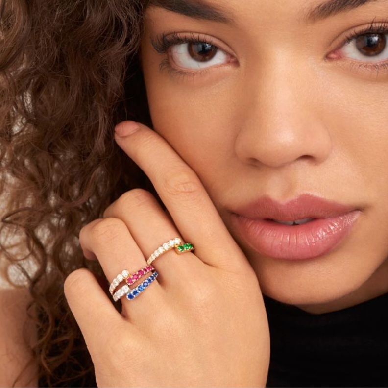 خاتم مرصع بالتسافوريت من ميليسا كاي Melissa Kaye 