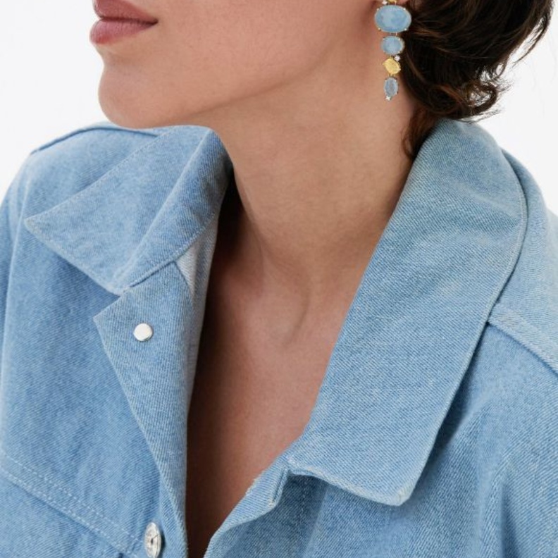 أقراط أذن مرصعة بالأكوامارين من نانيس Nanis 