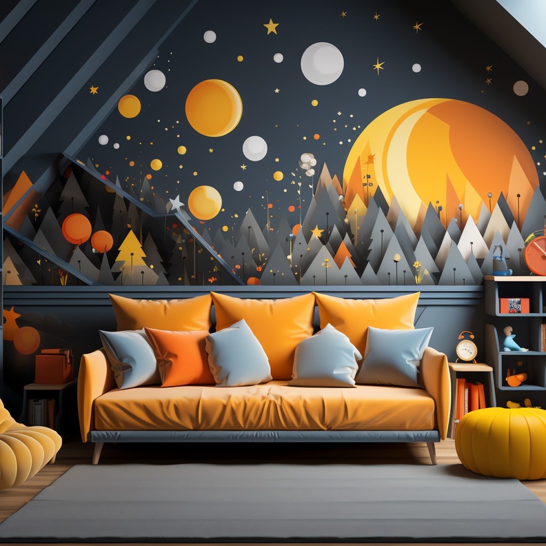 الأصفر البراق خيار  لغرف لعب الأطفال وخاصة في الطوابق المعزولة عن بقية المنزل حيث يمكنك الإبداع