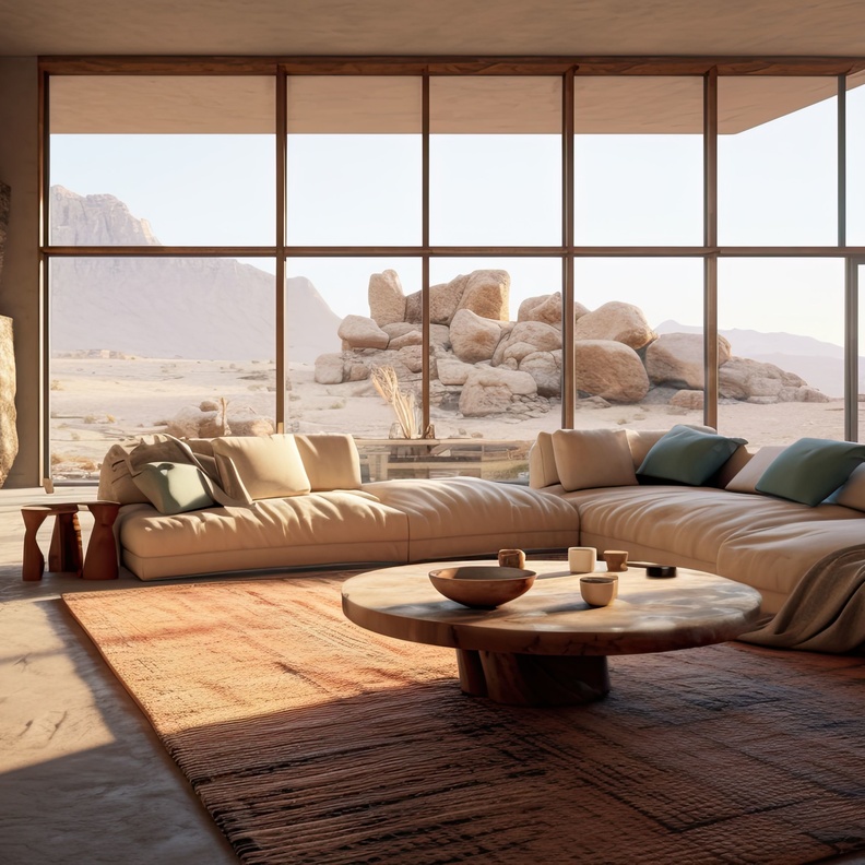 ديكورات غرف معيشة باللون البيج الاتجاه الرائج لعام 2023