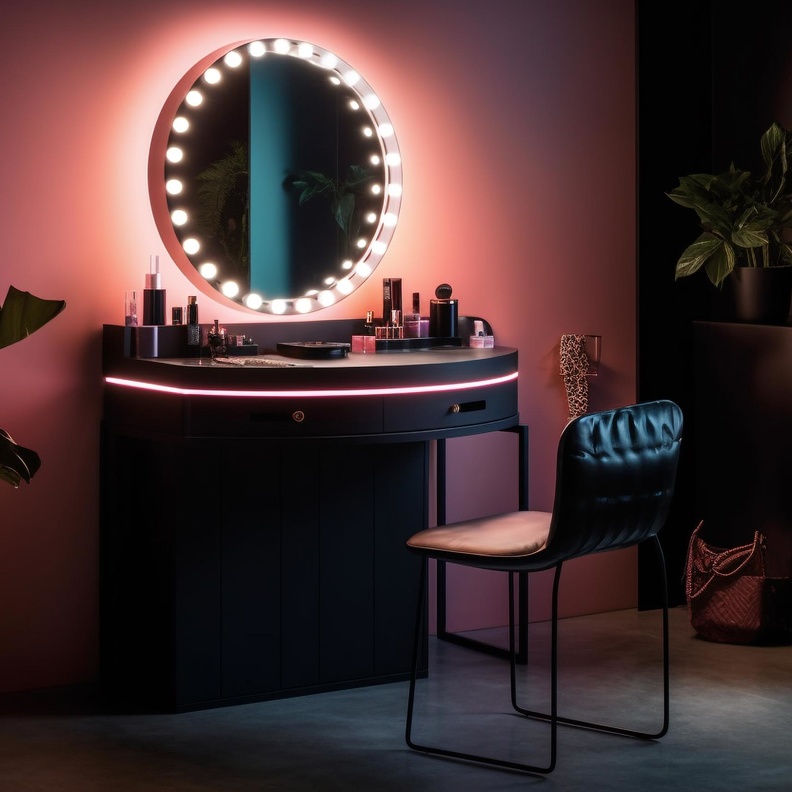 تصميم مودرن وجريء لطاولات مكياج غرف النوم