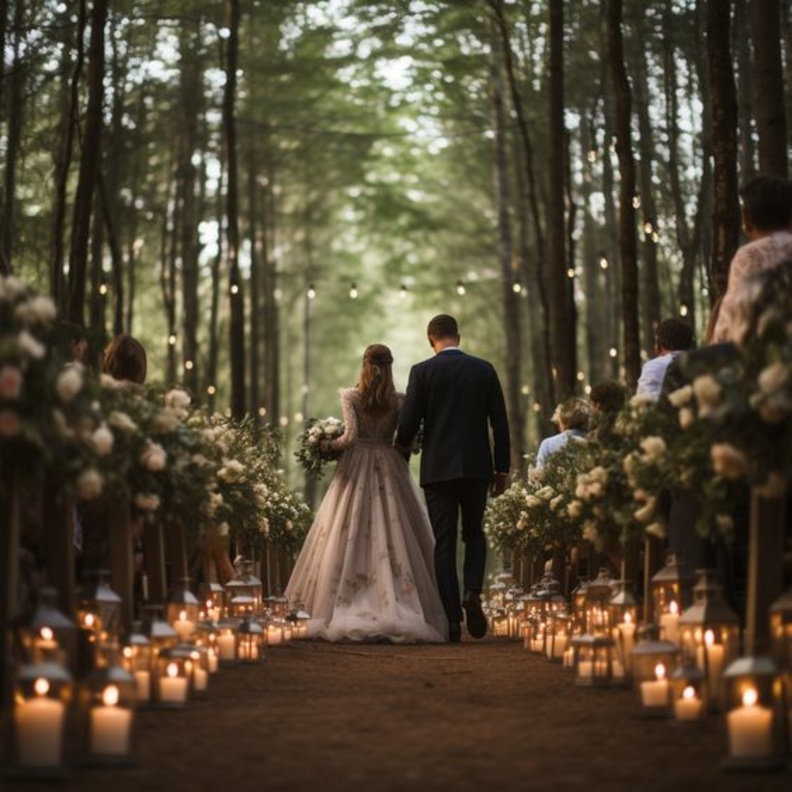 ديكور بالشمع لمسار دخول العروس الرومانسية إلى حفل الزفاف