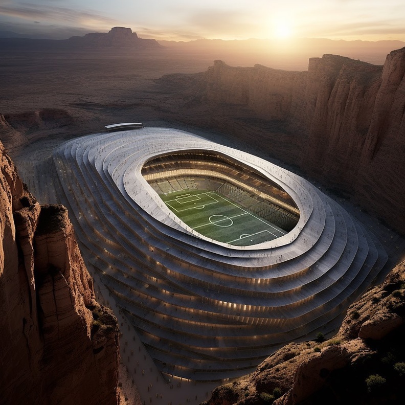 كأس العالم في السعودية لأول مرة - صورة AI من تصميم نورة الصعيري