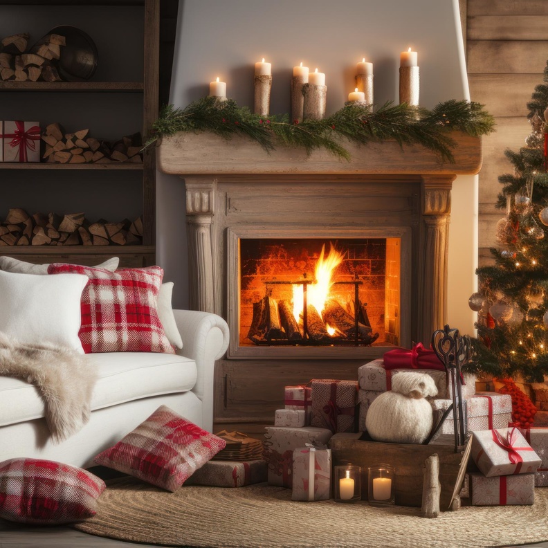 الأقمشة برسومات المربعات تطبع ديكورات المنزل بروح عيد الميلاد