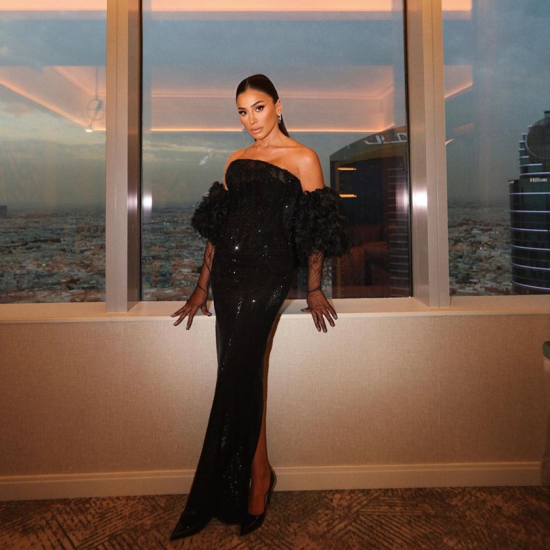 أجمل فساتين دينا الشربيني للمناسبات بتصاميم متفردة