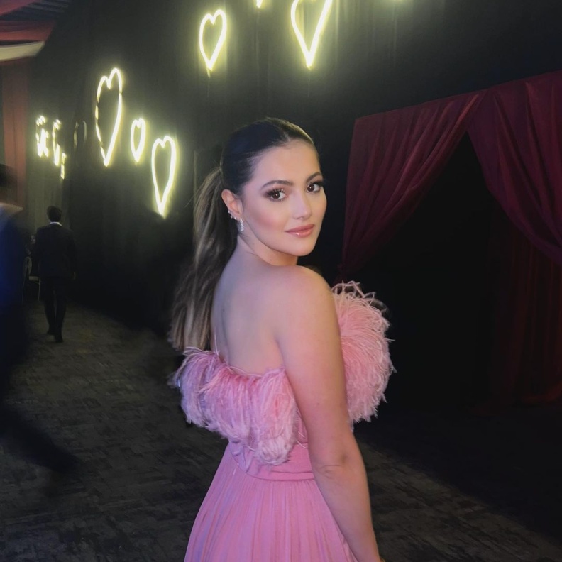 دانا الحلاني بفستان مزين بالريش