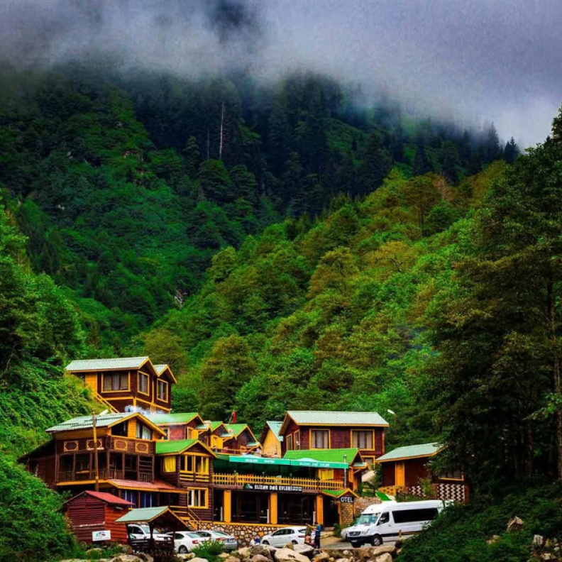 تقع قرية آيدر على تلة خضراء في مدينة ريزي 