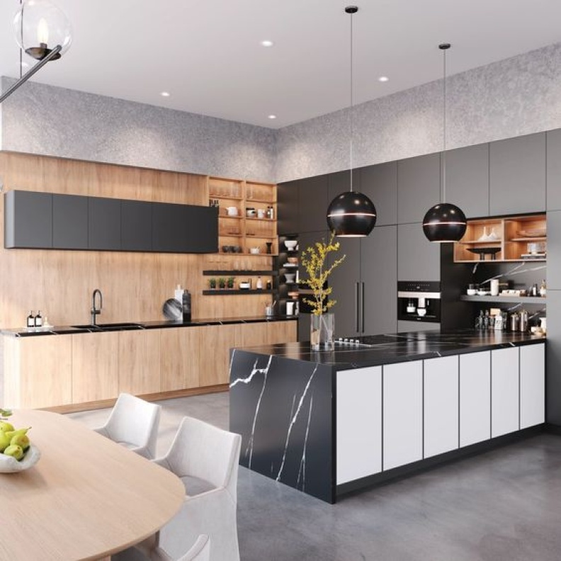 يفضل دمج المواد العضوية والطبيعية مثل الخشب الطبيعي، الحجر والمعادن لخلق مظهر متوازن