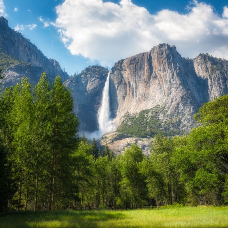 2-	أعلى شلال في متنزه يوسميت الوطني، كاليفورنيا، الولايات المتحدة الأمريكية 