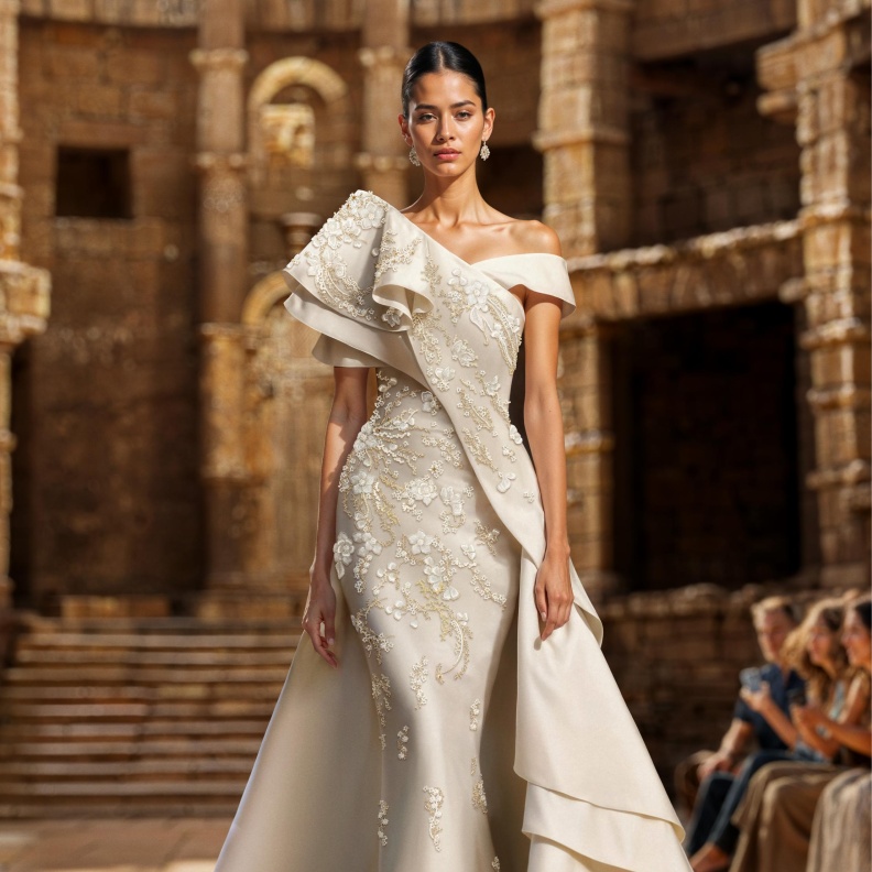 إطلالة أميرية بقصة الكتف الواحد من سعيد قبيسي