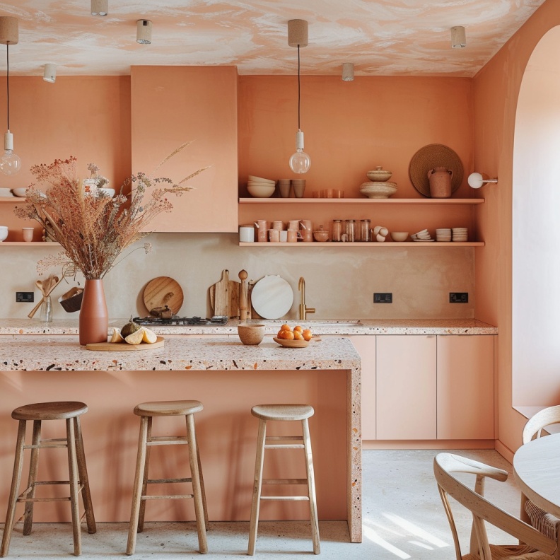 المطابخ باللون الخوخي الفاتح خيارًا مثاليًا لمن يبحثون عن الأناقة والجمال