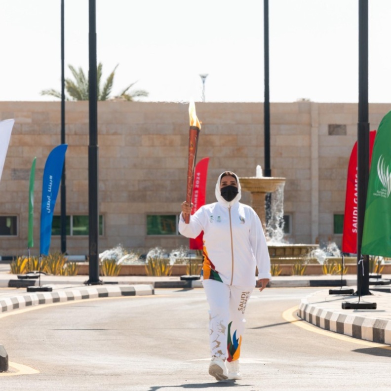 رحلة شعلة دورة الألعاب السعودية 2024 وتحط الرحال في الجوف