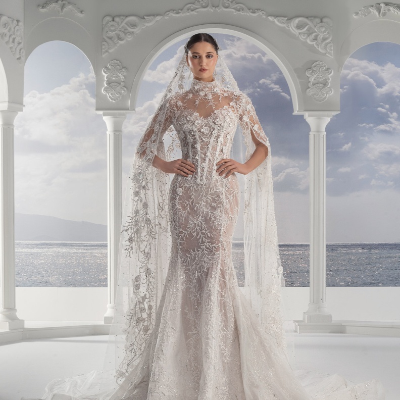 عروس زياد نكد مشبعة بتطريزات الورود