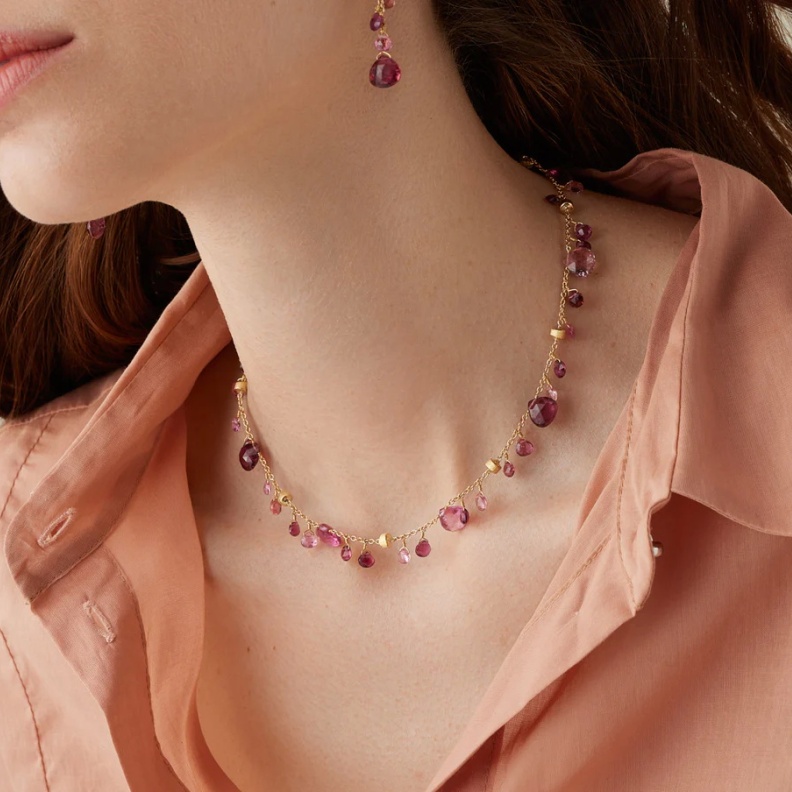 PARADISE 18K Yellow Gold Single-Strand Pink Tourmalines Necklace