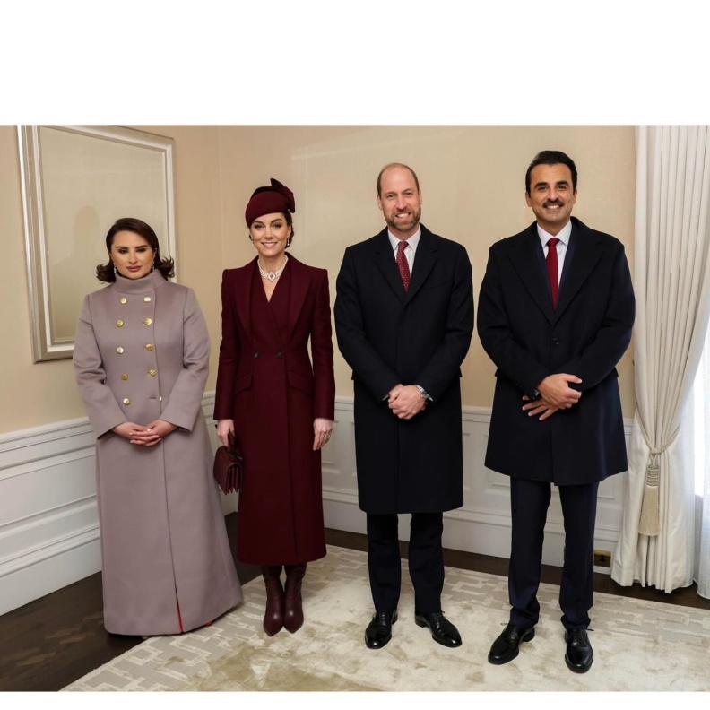 أمراء ويلز يستقبلون أمير قطر والشيخة جواهر