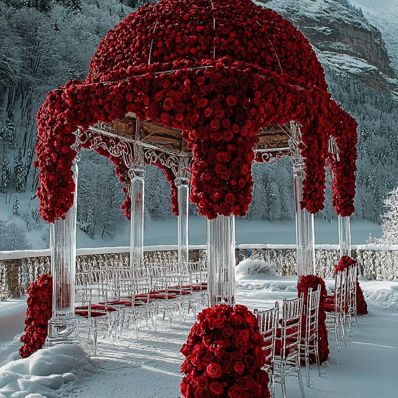 الورود الحمراء بأروع تجسيد للحب في حفل الزفاف