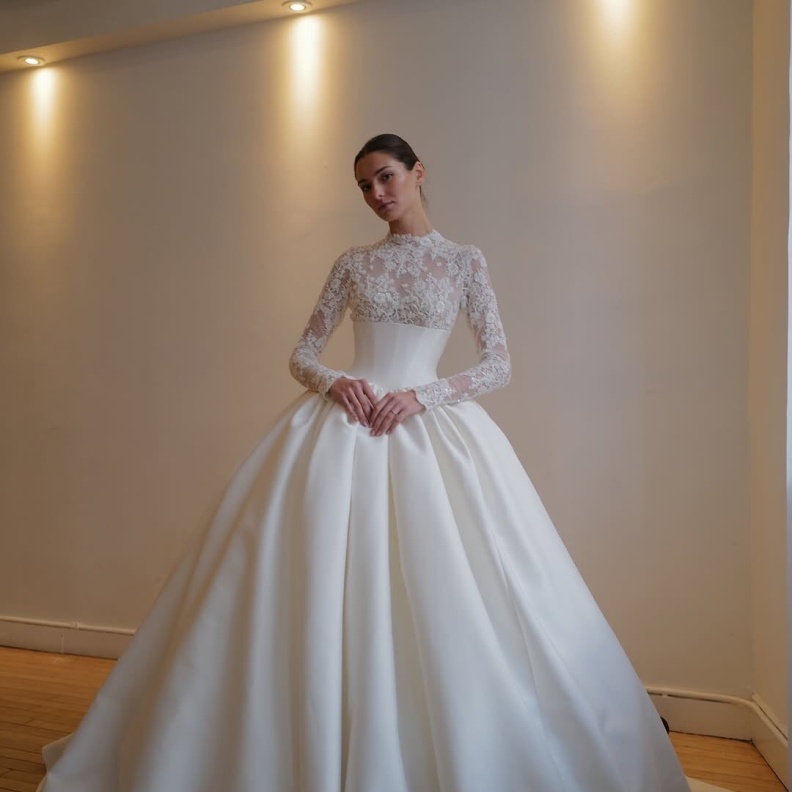 البودي سوت بقطعة منفصلة من الدانتيل- الصورة من صفحة Kleinfeld Bridal.