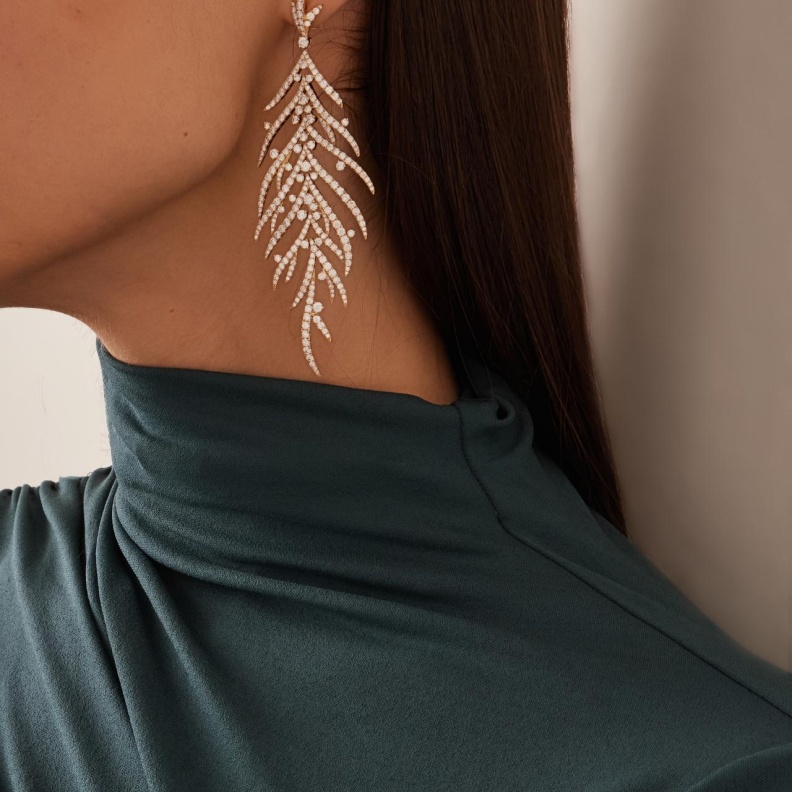 أقراط White Diamond Folha من Graziela