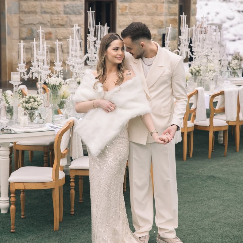 العروسان حسام سيلاوي وساندرا حلبي