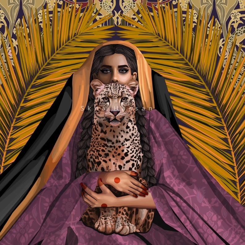 الفنانة السعودية سكنة حسن تحتفي باليوم العالمي للنمر العربي