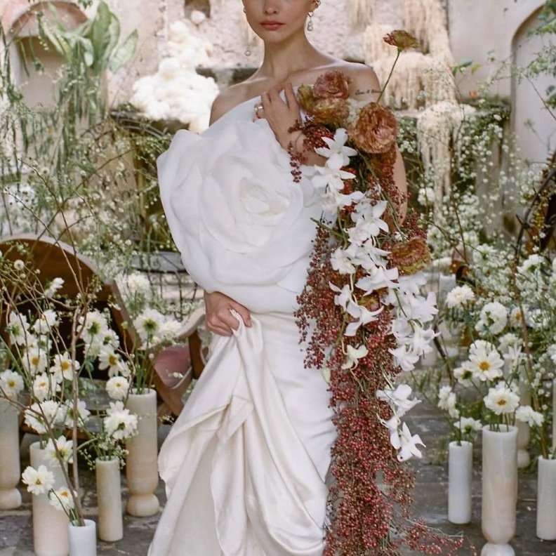 باقة عروس طويلة بوهيمية مميزة