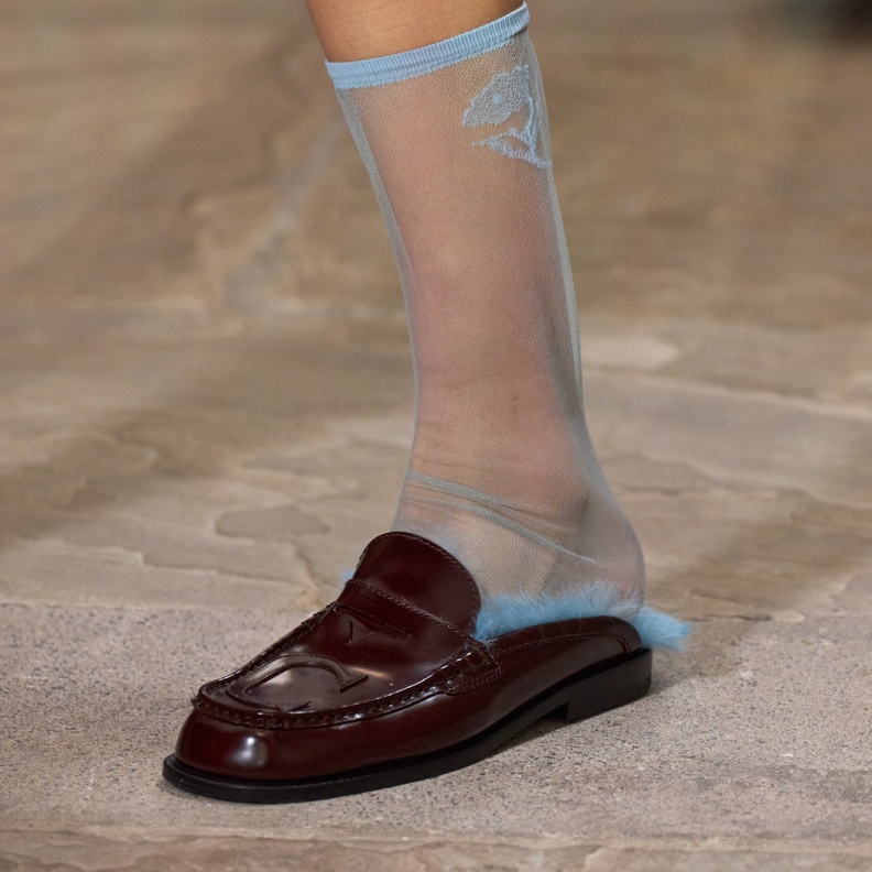 Kent Curwen حذاء من الجلد والفرو من