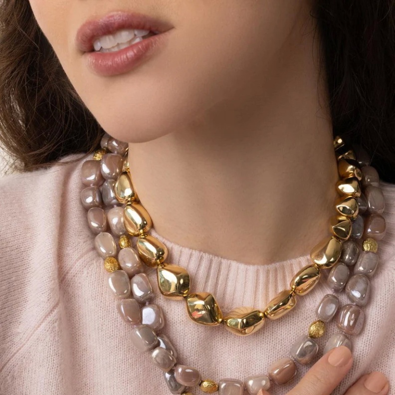 VICTOR VELYAN Two Strand Moonstone Necklace
