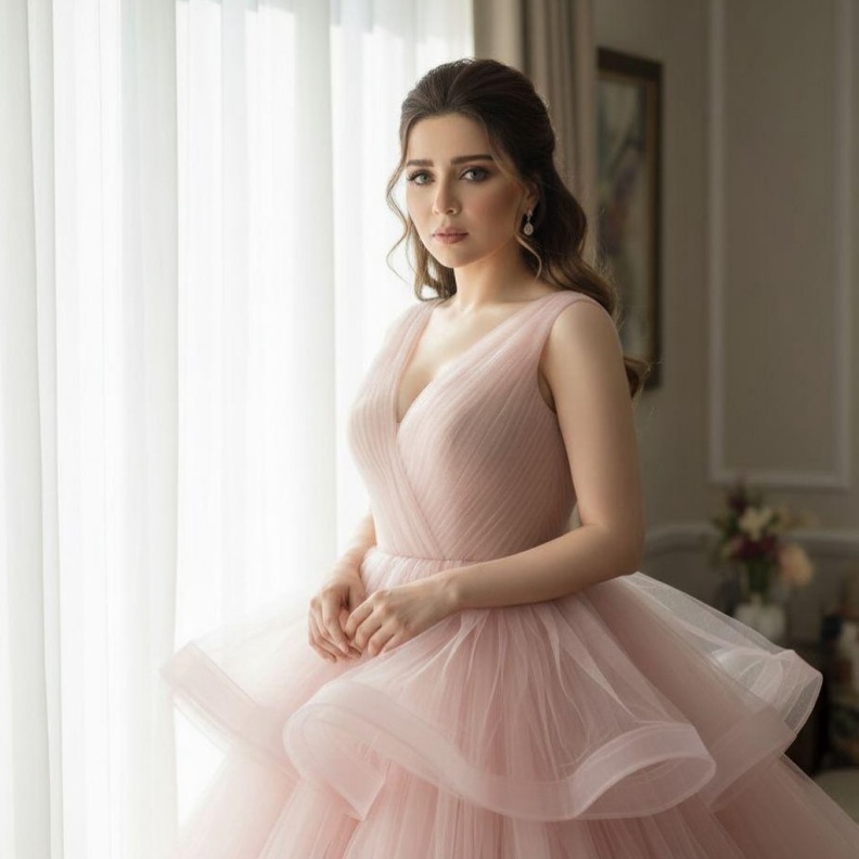 اطلالة وردية عرائسية من مي عز الدين