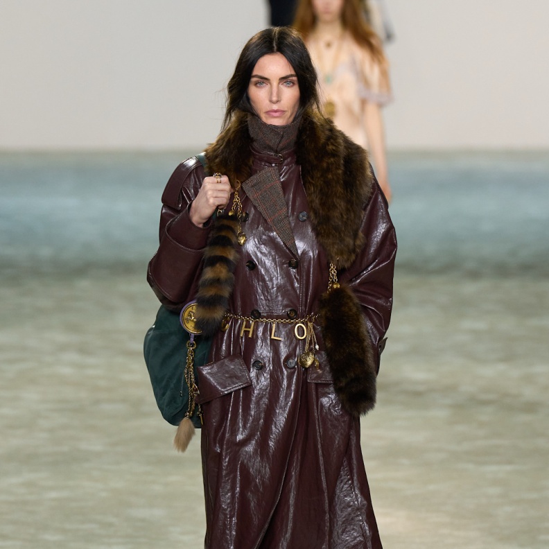 معطف جلد طويل من Chloe