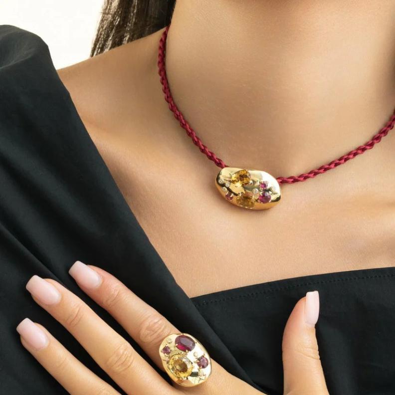 خاتم Rubellite Citrine Rocks من CAROL KAUFFMANN