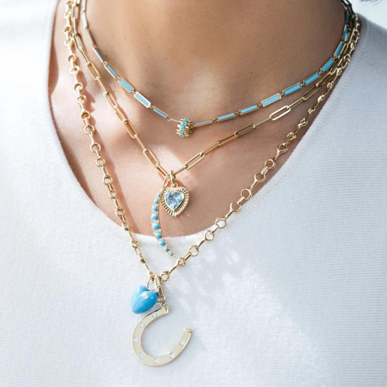 Large Gold and Diamond Horseshoe Clip Charm   حلية حدوة الحصان الكبيرة القابلة للتعليق من Ali Weiss Jewelry