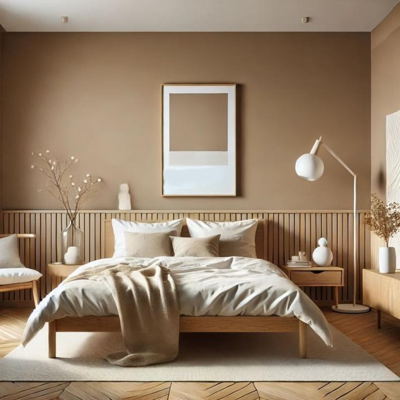 البني الفاتح بطل تصميم غرفة النوم