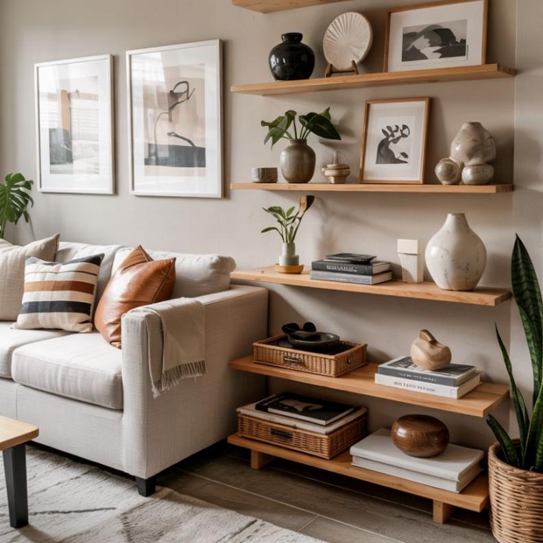 عندما تنسق بعناية، تصبح الأرفف ميزة تصميمية تضيف شخصية ودفء للمساحات