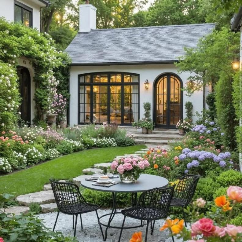 أثاث خارجي بطابع فينتدج بتفاصيل زخرفية شبكية