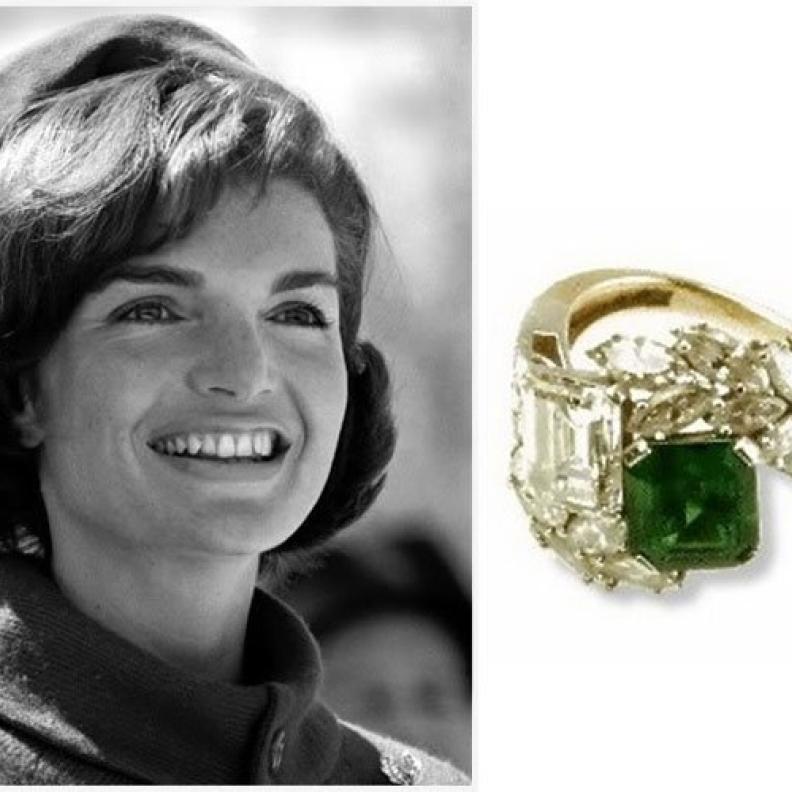 خاتم خطوبة جاكلين كينيدي المرصع بالزمرد