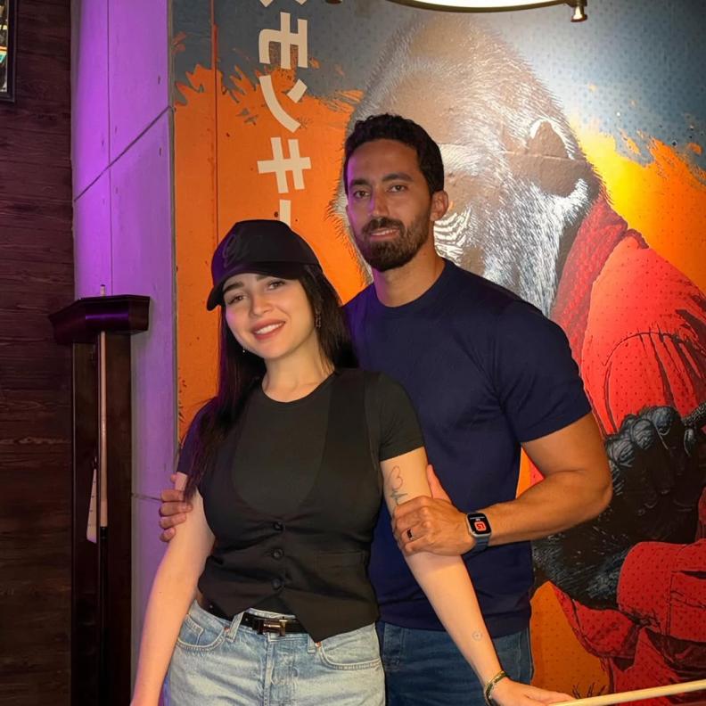 مي عز الدين وزوجها أحمد تيمور 